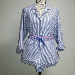 Victoria's Secret sleepwear set tops shorts roll tab sleeve size XL 100% Cotton